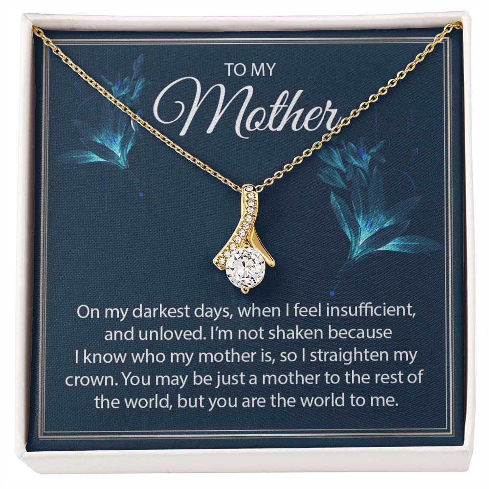 Eternal Love Ribbon Pendant Necklace- To My Mother You Are the World