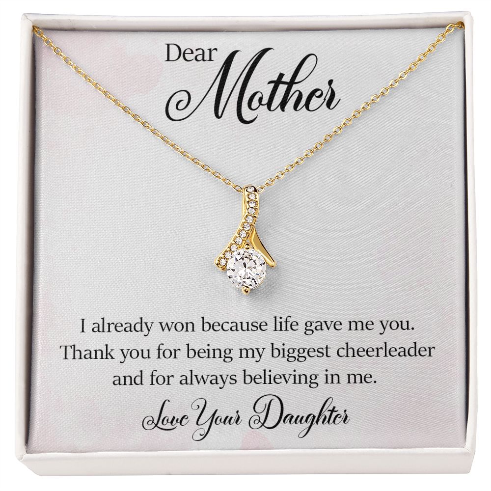 Eternal Love Ribbon Pendant Necklace - Mother From Daughter - Biggest Cheerleader
