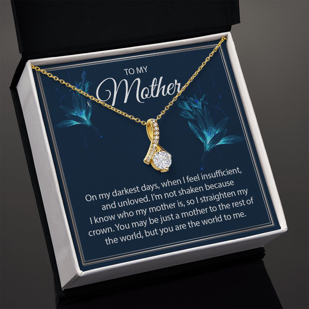Eternal Love Ribbon Pendant Necklace- To My Mother You Are the World