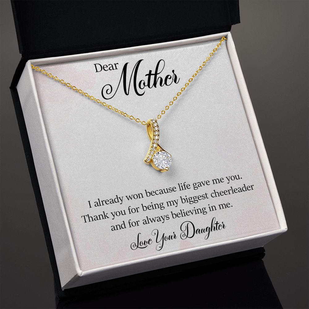 Eternal Love Ribbon Pendant Necklace - Mother From Daughter - Biggest Cheerleader