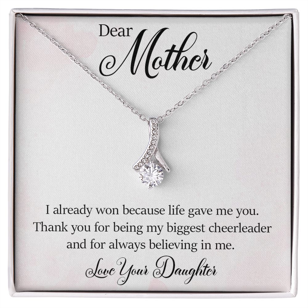 Eternal Love Ribbon Pendant Necklace - Mother From Daughter - Biggest Cheerleader