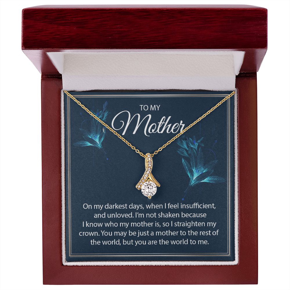 Eternal Love Ribbon Pendant Necklace- To My Mother You Are the World
