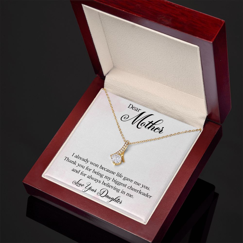 Eternal Love Ribbon Pendant Necklace - Mother From Daughter - Biggest Cheerleader