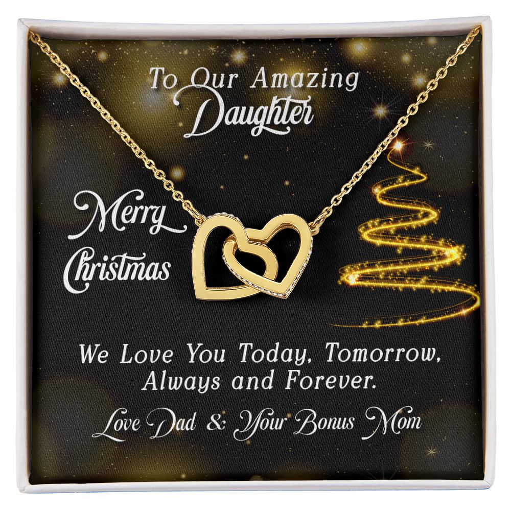 Interlocking Heart Necklace - Daughter - Today, Tomorrow, Always