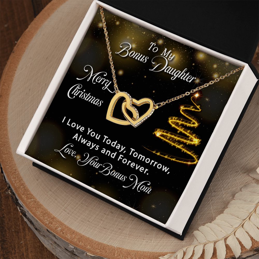 Bonus Daughter - Merry Christmas - Interlocking Hearts
