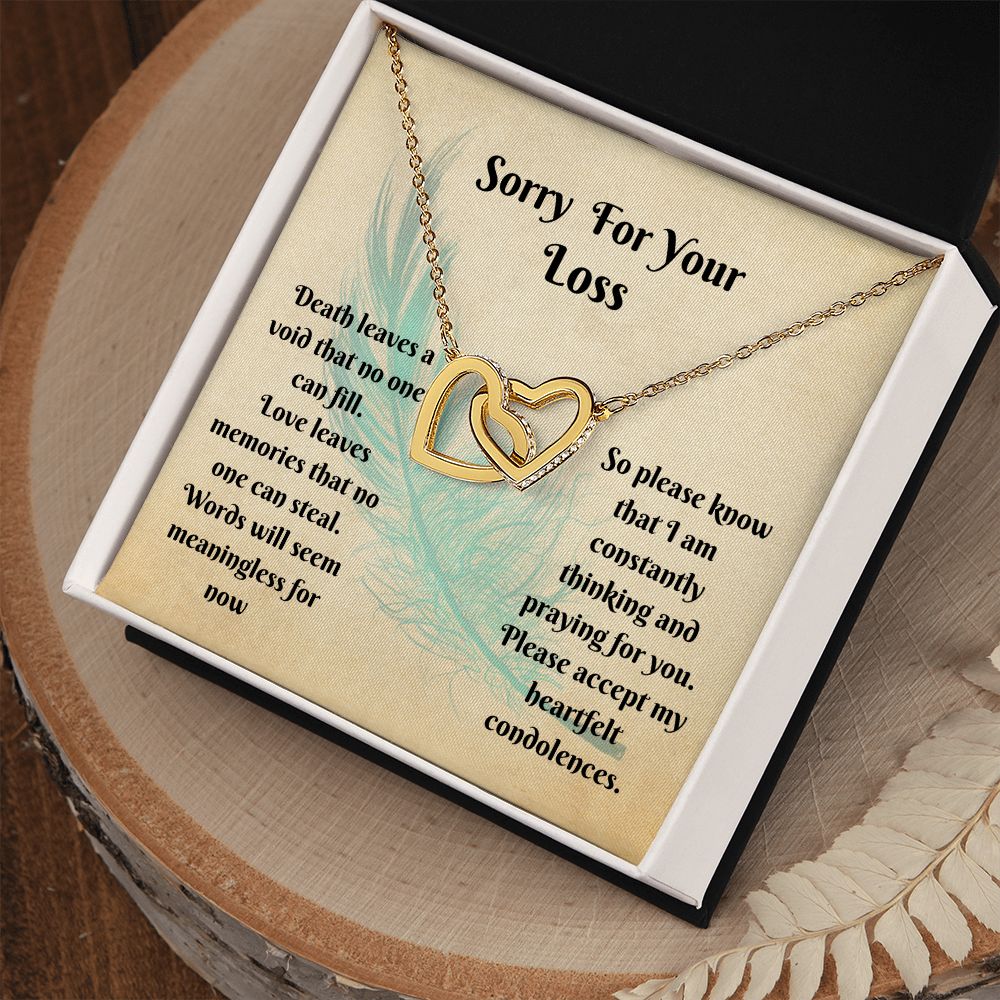 Sympathy Gift - Interlocking Hearts Memorial Necklace - Love Leaves Memories