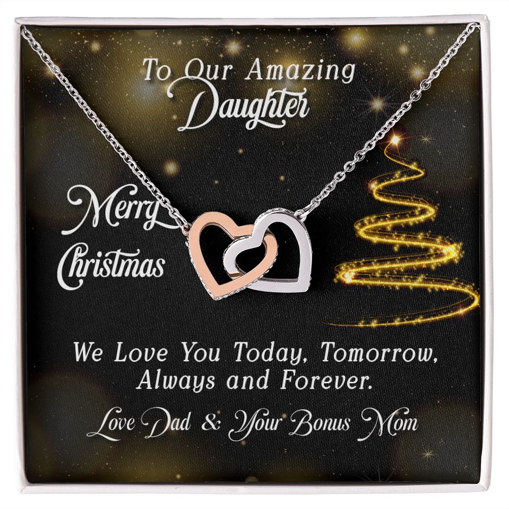 Interlocking Heart Necklace - Daughter - Today, Tomorrow, Always