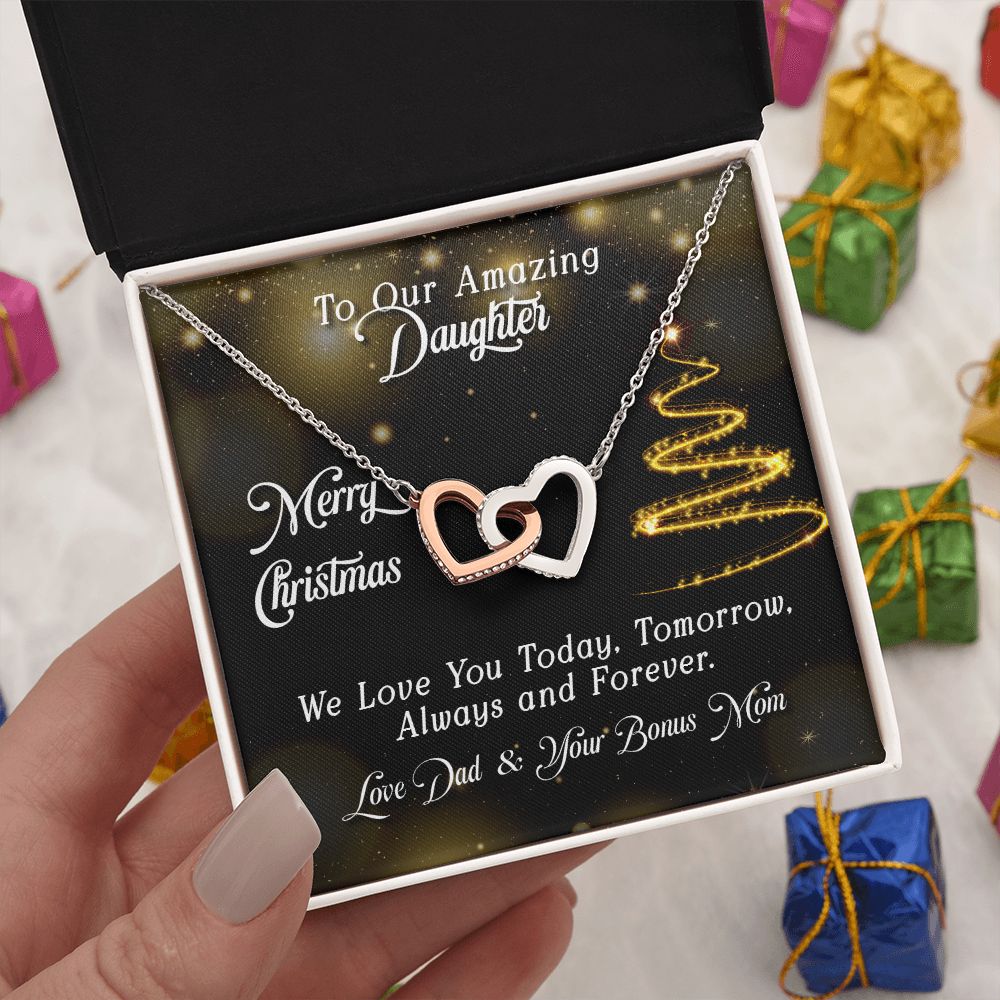 Interlocking Heart Necklace - Daughter - Today, Tomorrow, Always
