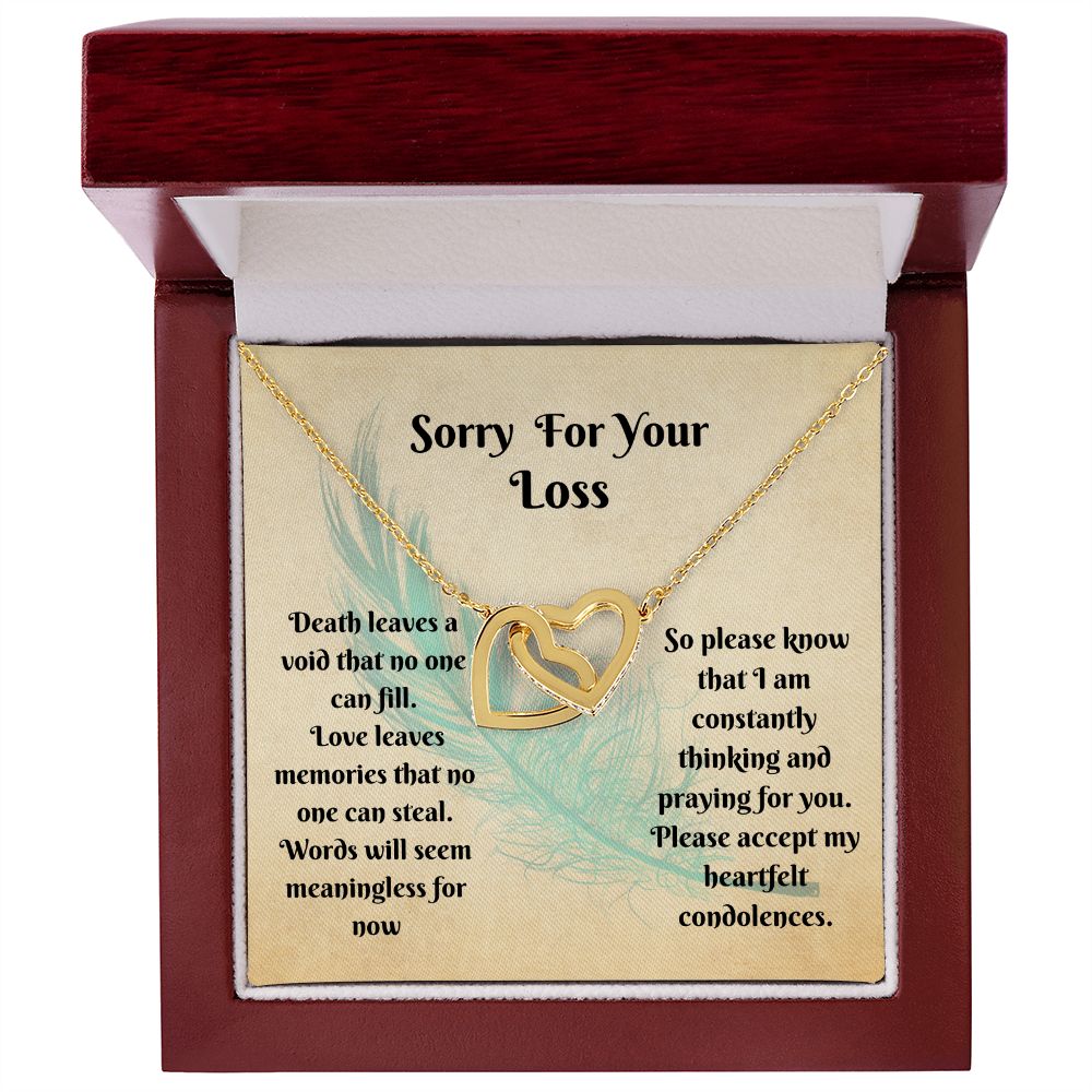 Sympathy Gift - Interlocking Hearts Memorial Necklace - Love Leaves Memories
