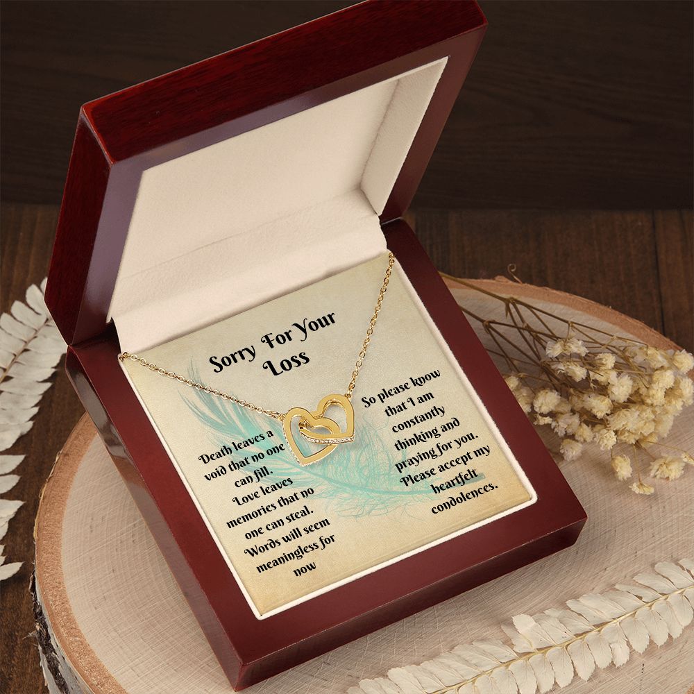 Sympathy Gift - Interlocking Hearts Memorial Necklace - Love Leaves Memories