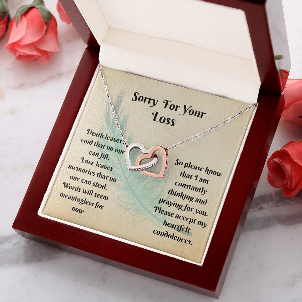 Sympathy Gift - Interlocking Hearts Memorial Necklace - Love Leaves Memories