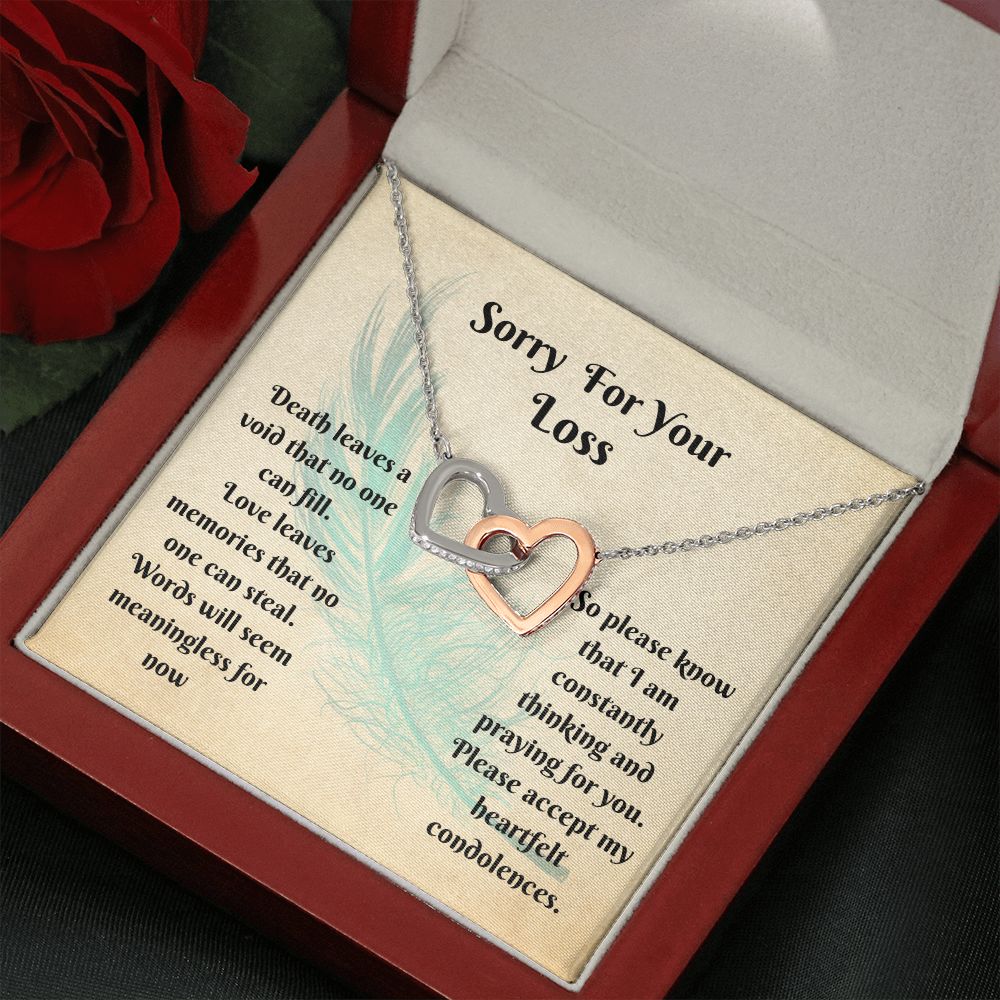 Sympathy Gift - Interlocking Hearts Memorial Necklace - Love Leaves Memories