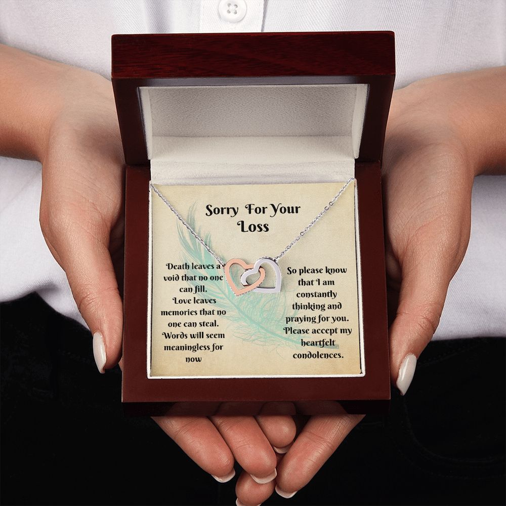 Sympathy Gift - Interlocking Hearts Memorial Necklace - Love Leaves Memories