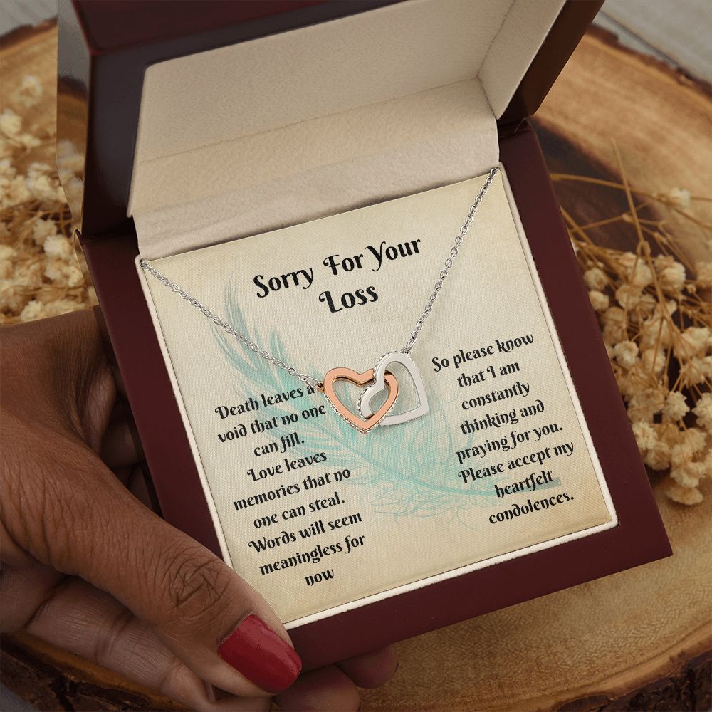Sympathy Gift - Interlocking Hearts Memorial Necklace - Love Leaves Memories