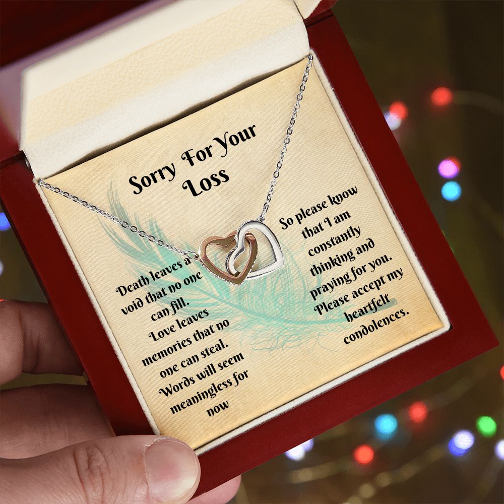 Sympathy Gift - Interlocking Hearts Memorial Necklace - Love Leaves Memories