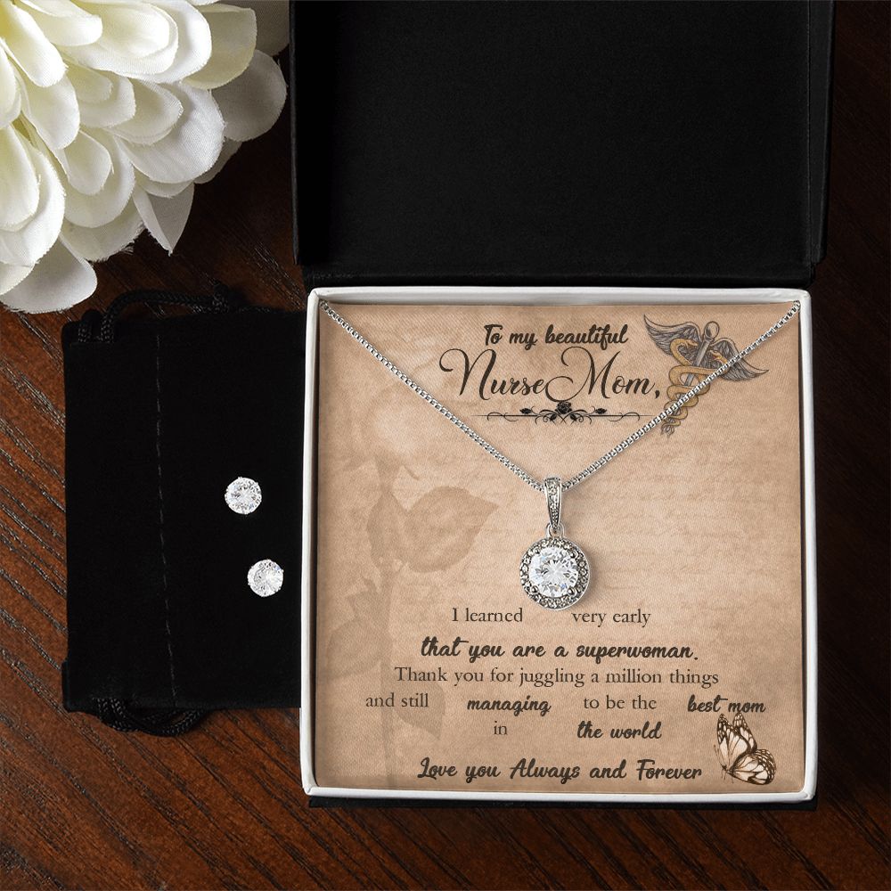 Eternal Hope Necklace & CZ Earrings for my Nurse Mom
