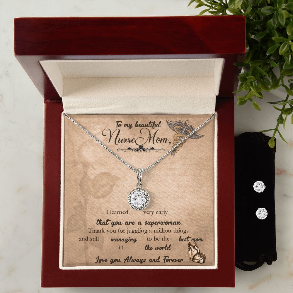 Eternal Hope Necklace & CZ Earrings for my Nurse Mom