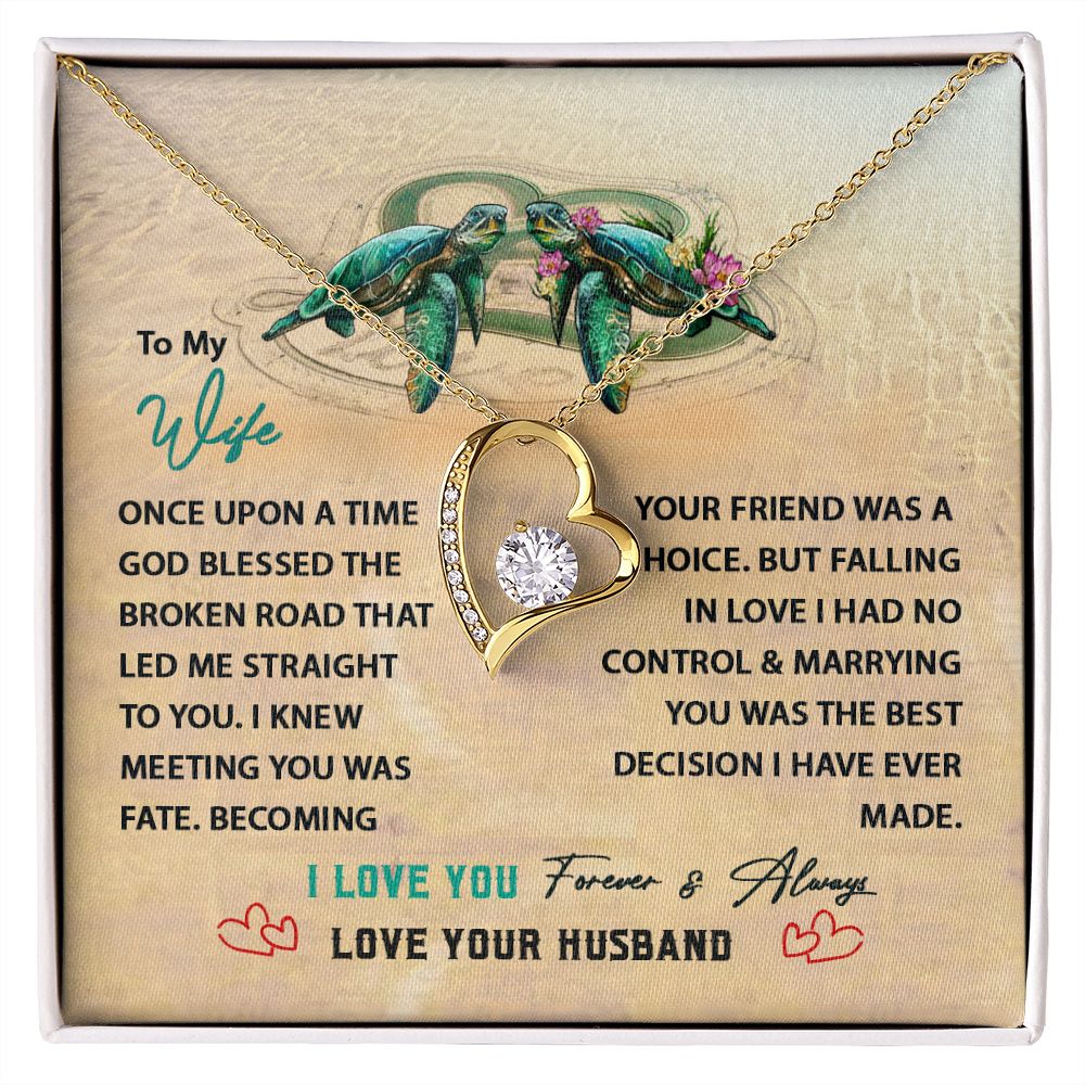 White Gold Forever Love Heart Necklace To My Wife