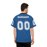 Load image into Gallery viewer, Unisex Football Jersey &quot;I&#39;M ALL DOG OUT HERE&#39; Blue and White
