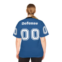Load image into Gallery viewer, Unisex Football Jersey &quot;I&#39;M ALL DOG OUT HERE&#39; Blue and White
