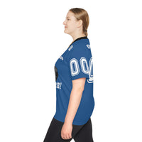 Load image into Gallery viewer, Unisex Football Jersey &quot;I&#39;M ALL DOG OUT HERE&#39; Blue and White
