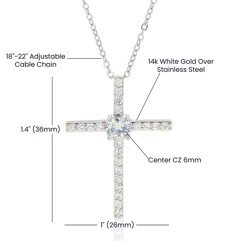 My Beautiful Mom - I'm Glad God Chose You - CZ Cross Necklace