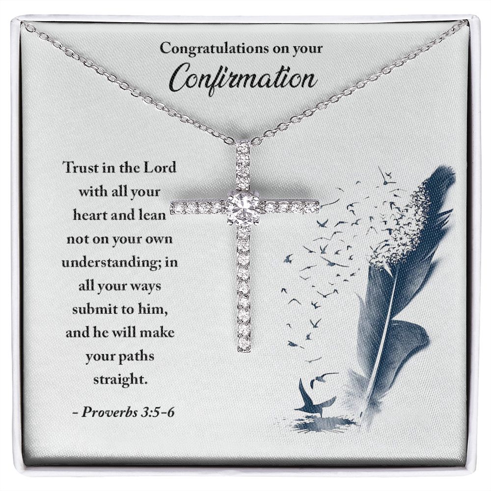 Confirmation - Trust in the Lord CZ Cross Necklace