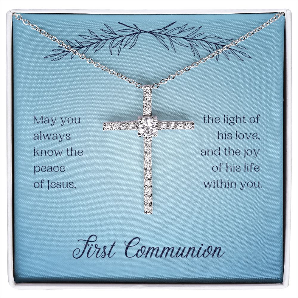 First Communion - May You Always Know - CZ Cross Necklace