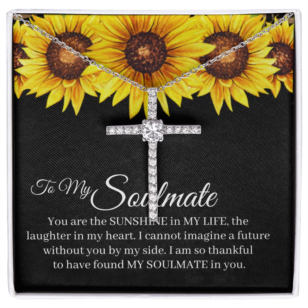 To My Soulmate - The Sunshine In My Life - CZ Cross Necklace