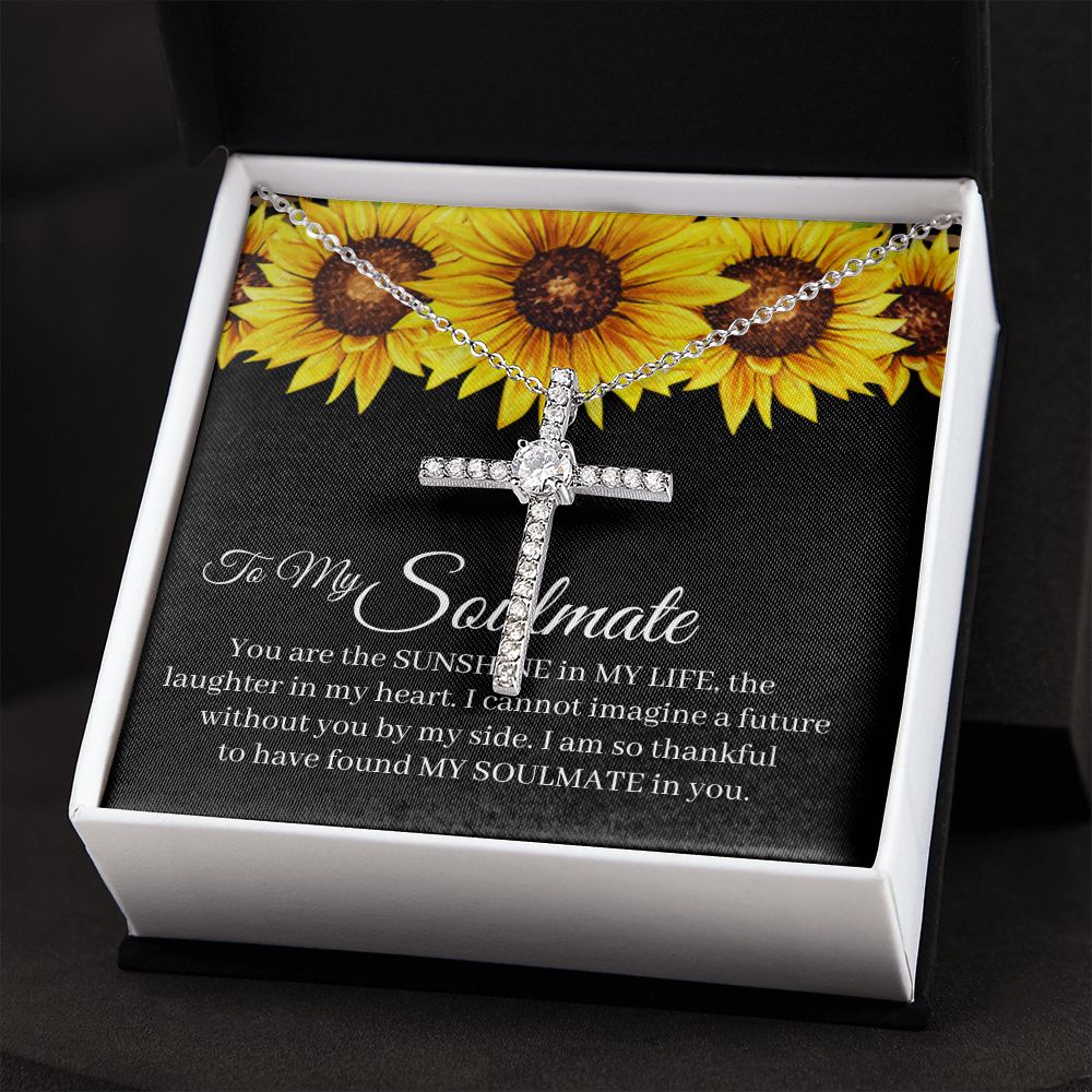 To My Soulmate - The Sunshine In My Life - CZ Cross Necklace