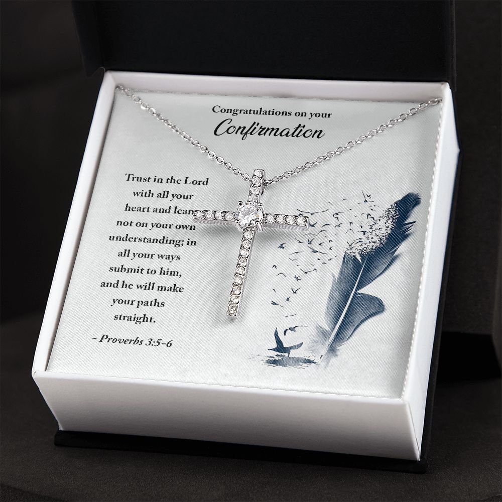 Confirmation - Trust in the Lord CZ Cross Necklace