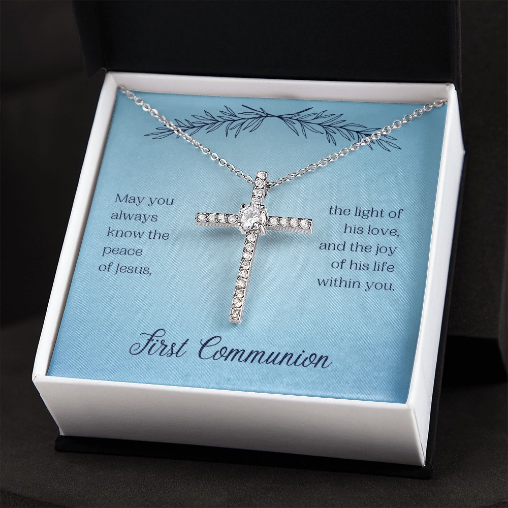 First Communion - May You Always Know - CZ Cross Necklace