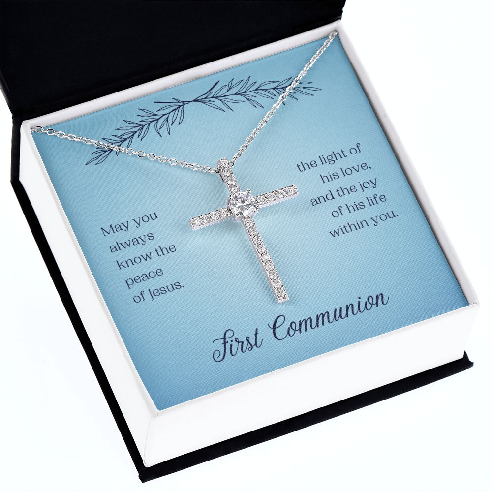 First Communion - May You Always Know - CZ Cross Necklace