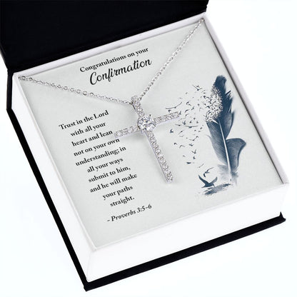 Confirmation - Trust in the Lord CZ Cross Necklace