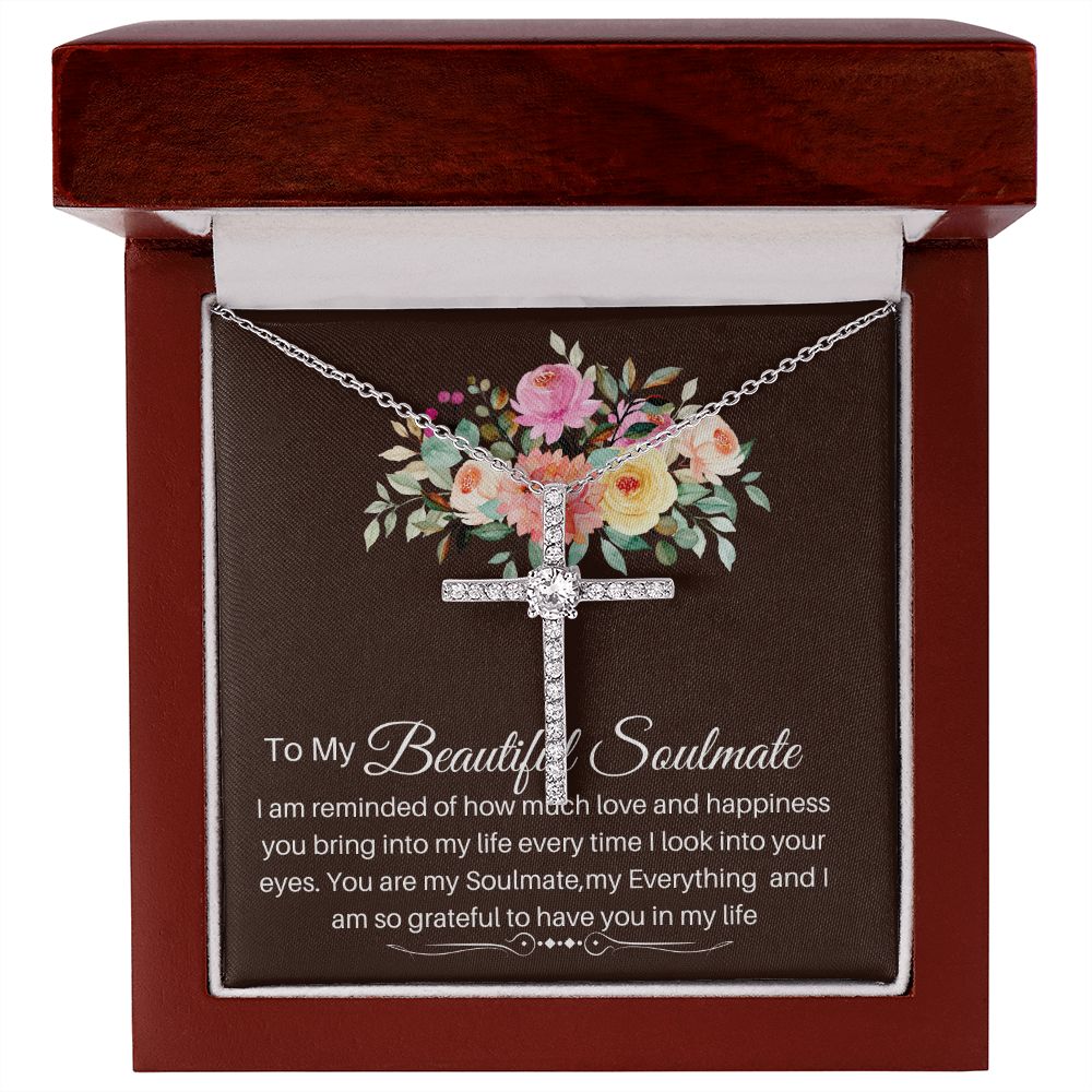 To My Beautiful Soulmate CZ Cross Necklace