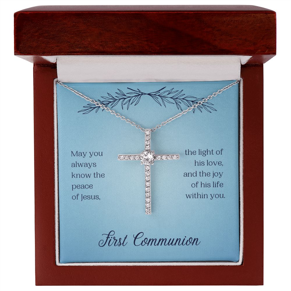 First Communion - May You Always Know - CZ Cross Necklace