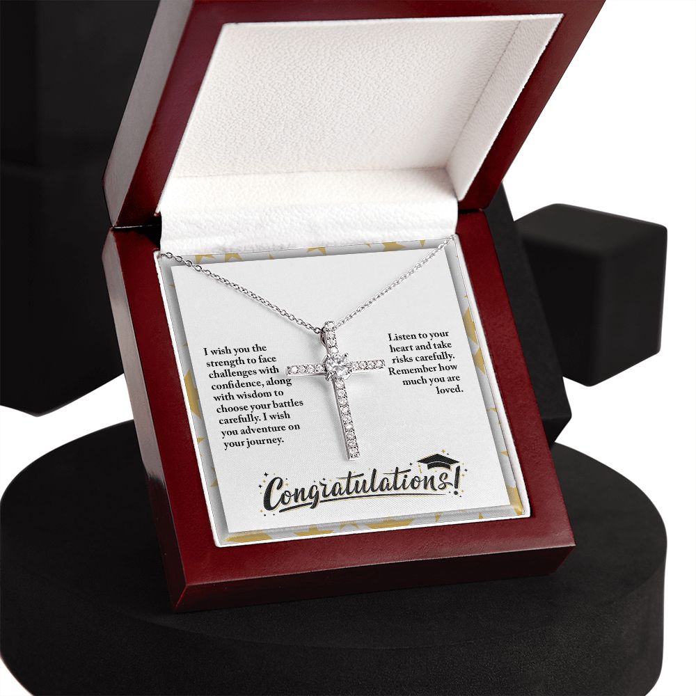 Congratulations - Graduate - Listen To Your Heart - CZ Cross Necklace