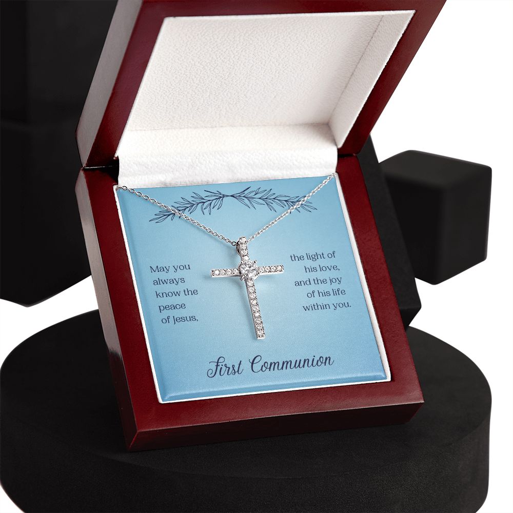 First Communion - May You Always Know - CZ Cross Necklace