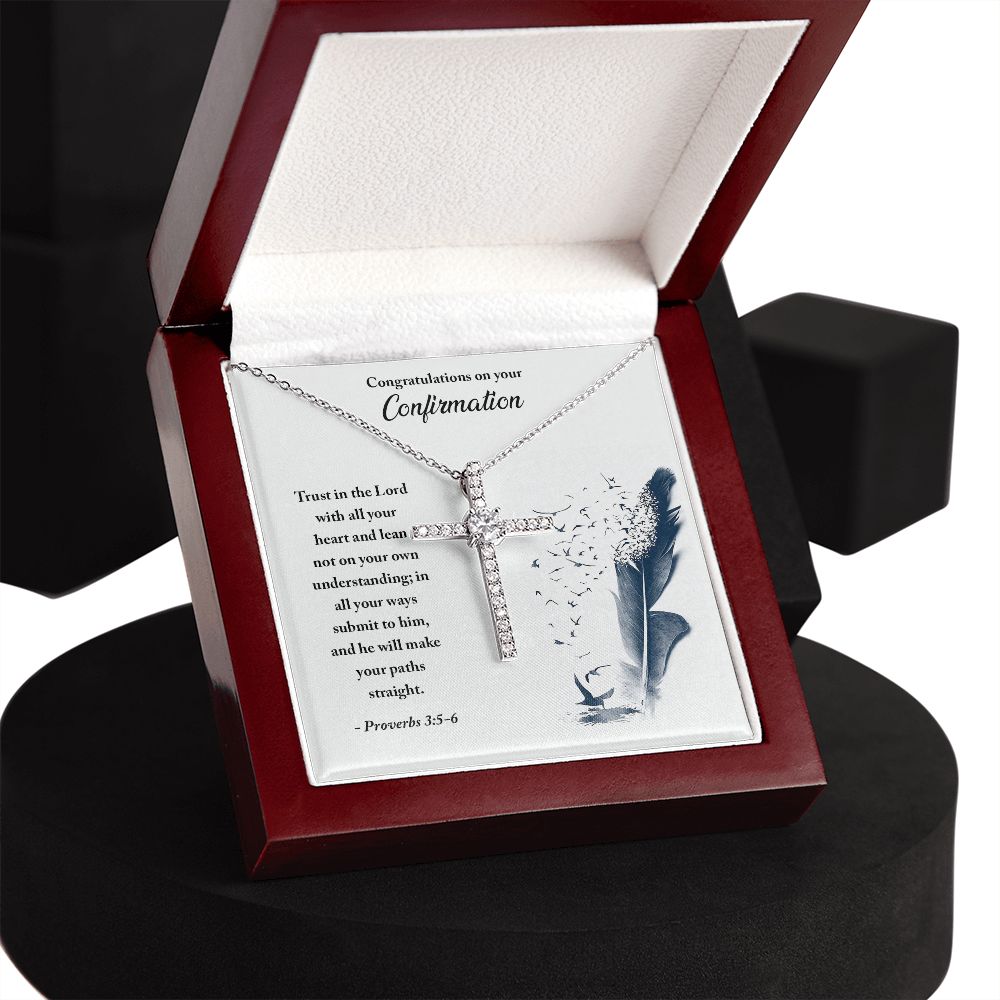 Confirmation - Trust in the Lord CZ Cross Necklace