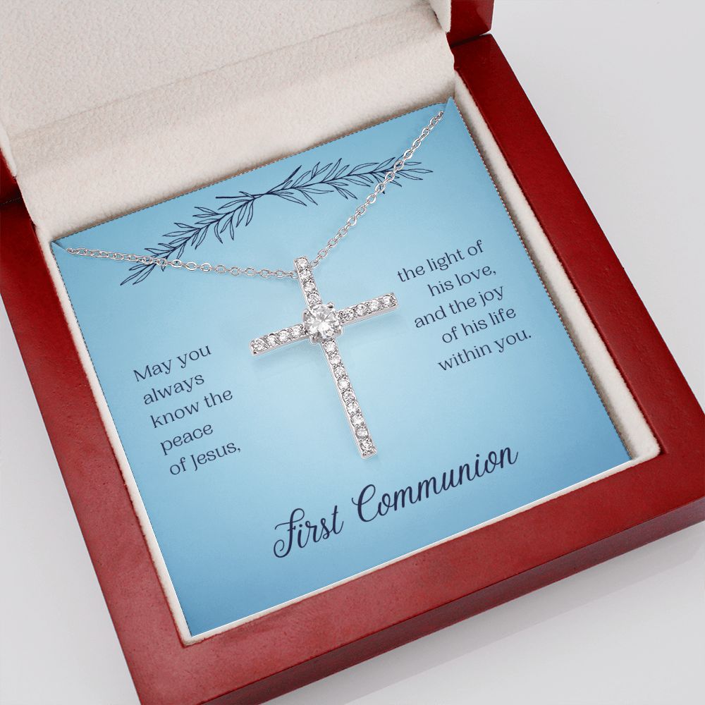 First Communion - May You Always Know - CZ Cross Necklace