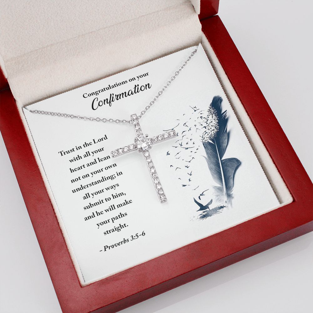 Confirmation - Trust in the Lord CZ Cross Necklace