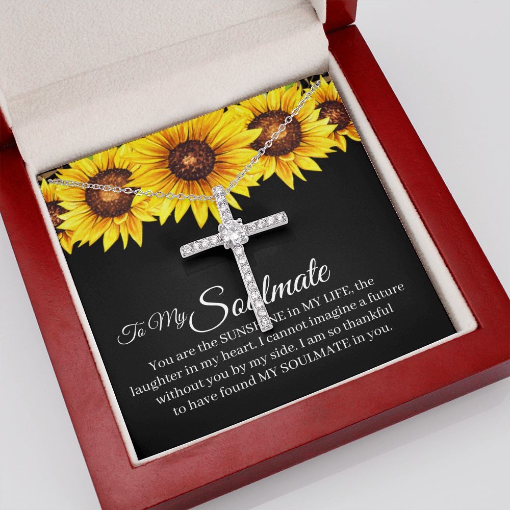 To My Soulmate - The Sunshine In My Life - CZ Cross Necklace