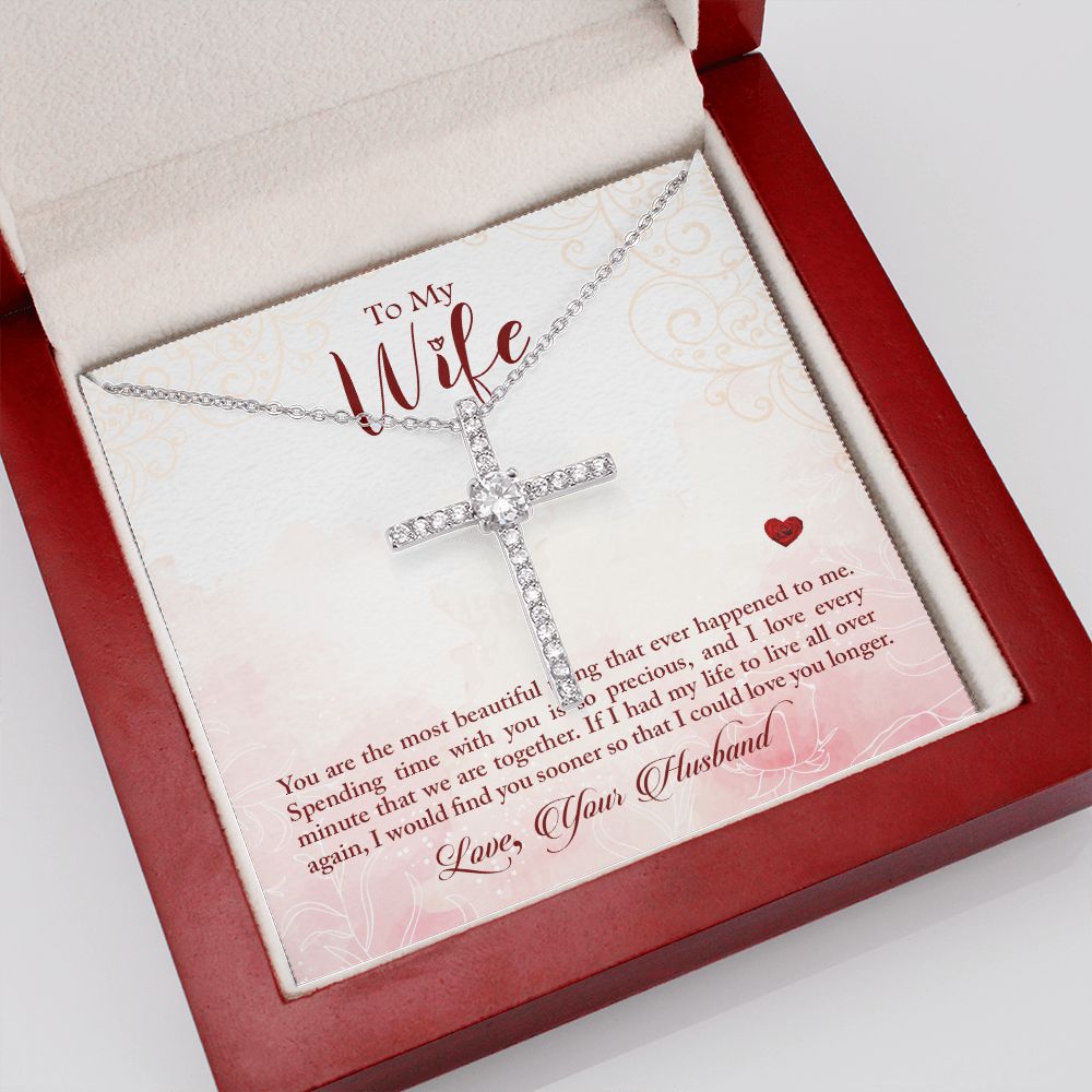 To My Wife-You Are The Most Beautiful - CZ Cross Necklace