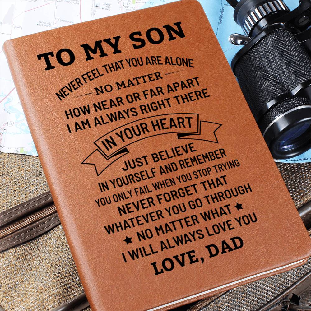 Leather Graphic Journal - Son - Never Feel Alone