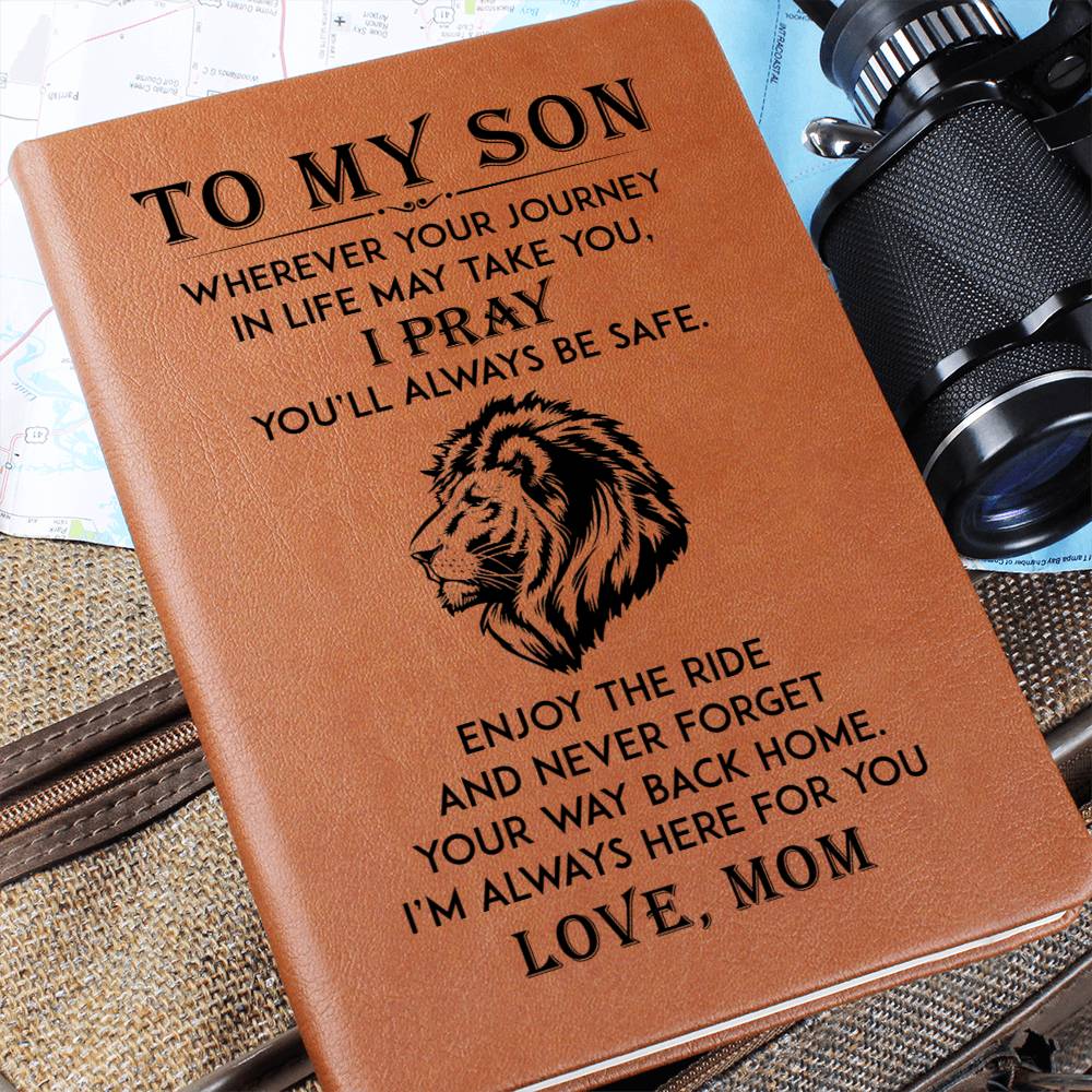 Leather Graphic Journal-Son Wherever Your Journey-Love Mom