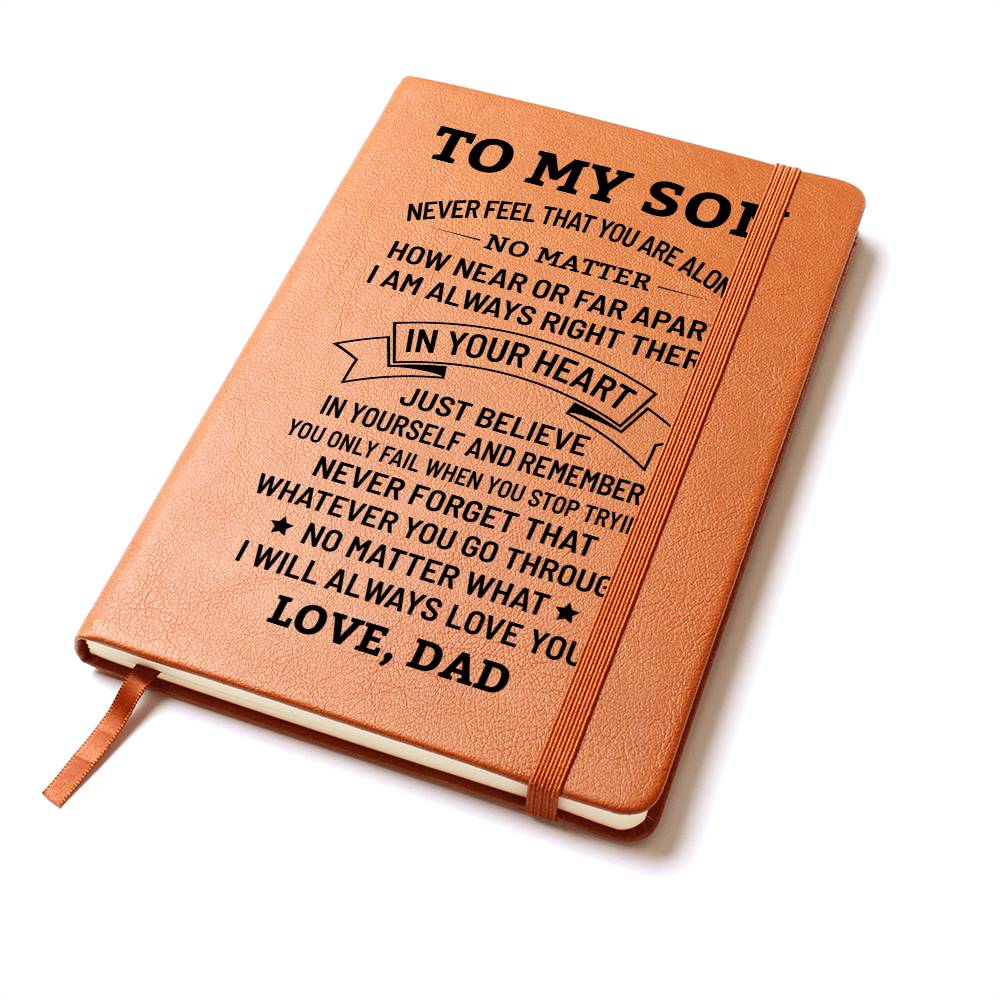 Leather Graphic Journal - Son - Never Feel Alone