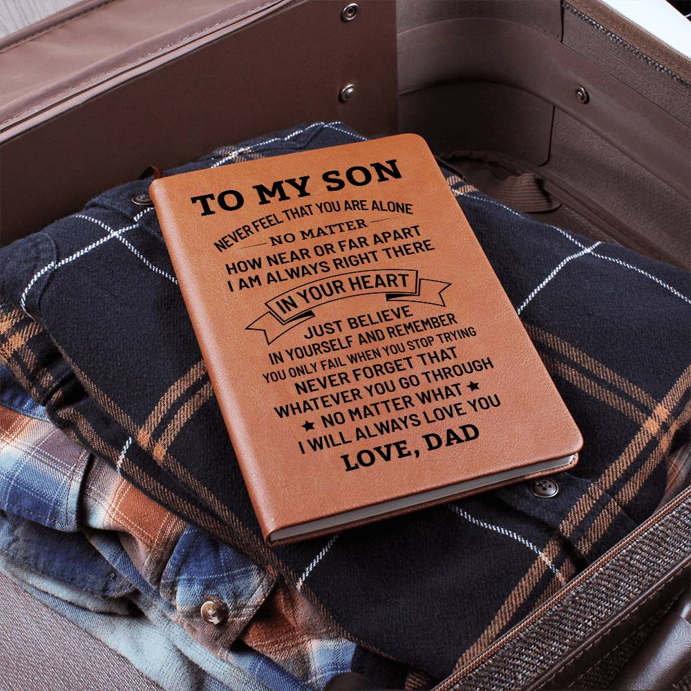 Leather Graphic Journal - Son - Never Feel Alone