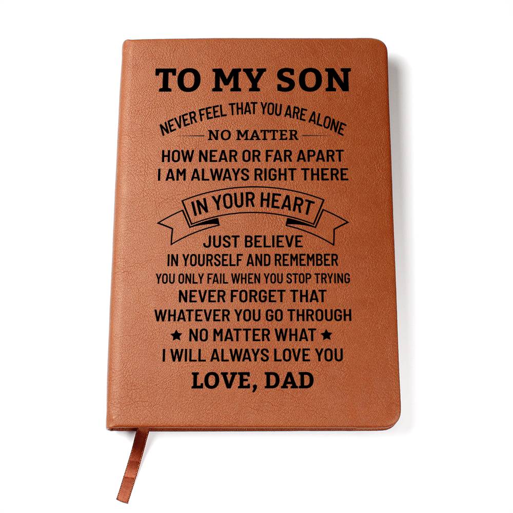 Leather Graphic Journal - Son - Never Feel Alone