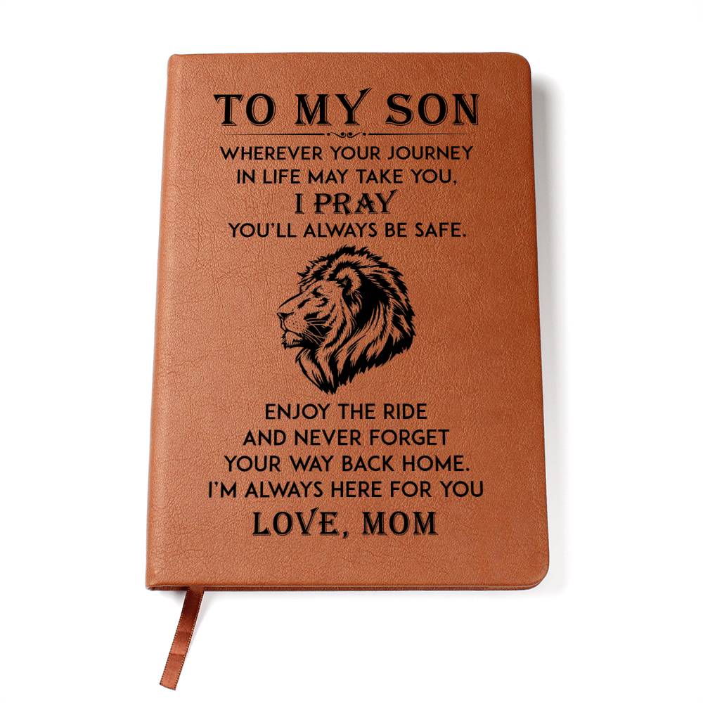 Leather Graphic Journal-Son Wherever Your Journey-Love Mom