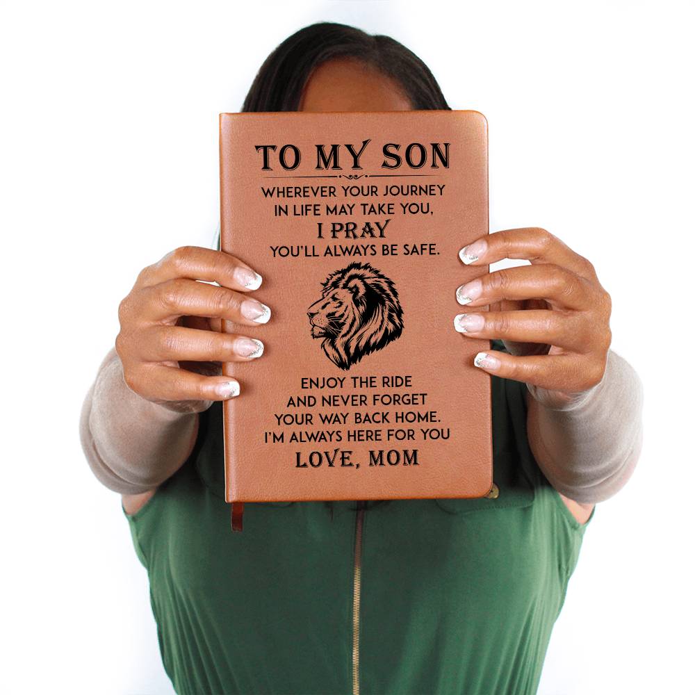 Leather Graphic Journal-Son Wherever Your Journey-Love Mom